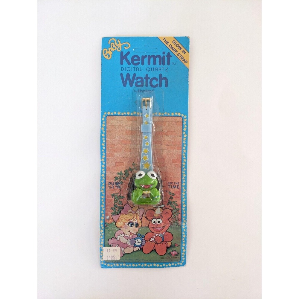 Vintage 1987 Baby Kermit The Frog Digital Watch Henson Productions Muppet Babies